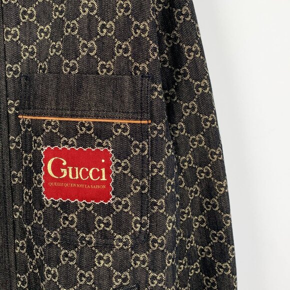 DM0083 Gucci GG Monogram Denim Jacket With Red Patch Logo - Picture 4 of 8
